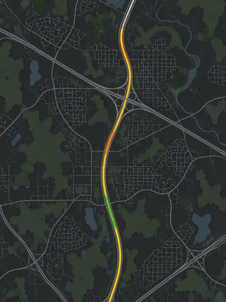 Illustrative truck route with traffic conditions